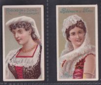Cigarette cards, E. Robinson & Sons, Beauties (10 Brands), two cards, both 'Three Decker Cigarettes'