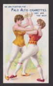 Cigarette card, USA, Palo Alto Cigarettes, Sporting & Other Girls, 'P' size (as Ogden's), two lady