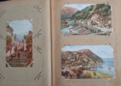 Postcards, an illustrated UK scenic view collection of approx. 269 cards in vintage album. All