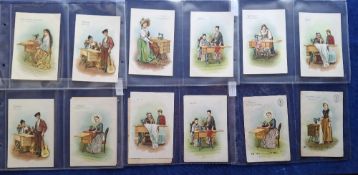 Trade cards, Singer Sewing Machines, 36 P sized cards, mainly showing Girls of all Nations Sewing