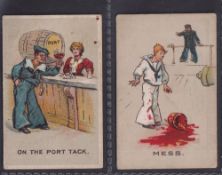 Cigarette cards, H.J. Nathan, Comic Military & Naval Pictures, two cards, 'On the Port Attack' (With