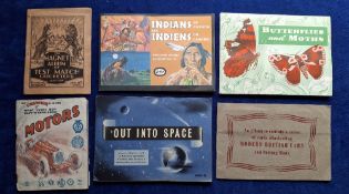 Trade card albums, 6 sets mostly with cards stuck in Magnet Test Match Cricketers 1930 (fair/gd),