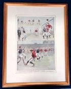 Football engraving, Aston Villa v Liverpool, Victorian engraving showing images from the League