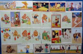 Postcards, artist drawn, 150+ cards to include Lawson Wood, Mac, Brian White, Vera Paterson,