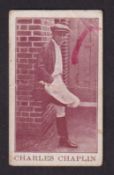Cigarette card, Java, Negresco, Film Stars, type card, no 24 Charles Chaplin, (creased, red ink