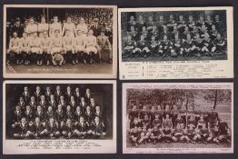 Rugby League postcards, four vintage photographic postcards, 'The Invincible New Zealand Football