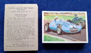 Trade cards, Planet Gum, Racing Cars of the World (set 50 cards) including Juan Manuel Fangio (gd/