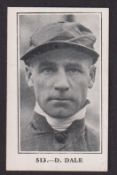 Trade card, Bunsen, Famous Figure Series, type card, Horse Racing, no 513, D. Dale (Jockey) (gd/