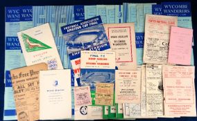 Football, Wycombe Wanderers FC, a selection of approx. 70 items inc. programmes, song sheets,