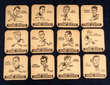 Trade cards, Birmingham Evening Despatch, Aston Villa Players, a set of 12 beer mats, 1960's each