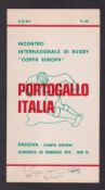 Rugby Union programme, Italy v Portugal, 20 Feb 1972, Coppa Europa Test Match played in Padova, 4