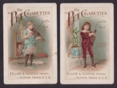 Cigarette cards, USA, Allen & Ginter, two large, non insert advertising cards for 'Pet Cigarettes'