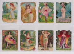Cigarette cards, South America, Testoni, Chiesa (Argentina), Girls, 'M' size, embossed figures,