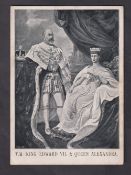 Cigarette card, Sinfield, Scarborough, advertising card, T.M. King Edward VII & Queen Alexandra,