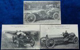 Postcards, Motor Racing, early French, Seine-Interieurs, 1907 (2), 1908?, (vg) (3)