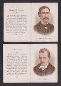 Cigarette cards, USA, Buchner, Defenders & Offenders, 'P' size (Back in black), two cards, James