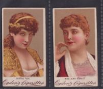 Cigarette cards, Ogden's, Actresses ('No Glycerine', brown front), two cards, Bertha Fade & Miss