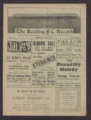 Football programme, Reading v Stoke City, 15 Feb 1930, Division 2, large gate-fold issue (gd)