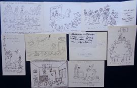 Gerald Durrell, a collection of 8 1970s printed Christmas cards drawn by Gerald Durrell and given by
