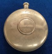 Entertainment, a silver hip flask presented to Eric Sykes for his part in 'Stan The Man'. Engraved
