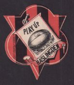 Trade card, Baines, shaped rugby card, 'Play Up Haslingden' (vg) (1)
