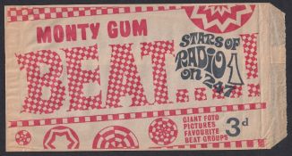 Trade cards, Monty Gum, Beat Stars Giant Foto Pictures of Radio 1 on 247, Wrapper (paper bag) with