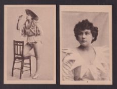 Cigarette cards, USA, Banner Tobacco Co, Actors & Actresses, 'L' size, 97mm x 64mm, two cards,