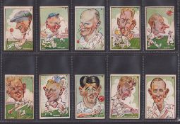 Trade cards, Australia, Sweetacres, Cricketers (Caricatures) (set, 24 cards) includes Bradman (