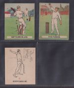 Trade cards, Battock's, Cricket Cards, 'L' size, three cards, Cheltenham & Northumberland (both