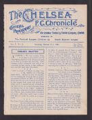 Football programme, Chelsea Res v Reading Res, 31 Oct 1914, South Eastern League, 4 page issue, ex