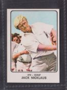 Trade Sticker, Golf, Panini Italian edition Campioni 1973-74 type card, no. 375 Jack Nicklaus