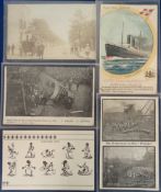 Postcards, a mixed selection of 5 cards inc. an unusual sporting black humour baseball comic card '