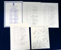 Cricket autographs, a collection of 5 England Tour autograph sheets for New Zealand and Pakistan