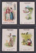 Cigarette cards, Clarke's, Cricket Terms, four cards, 'Caught at the Wicket' (Life Guard