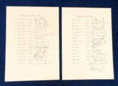 Cricket autographs, 2 England World Cup autograph sheets from 1996 and 1999, signatures inc.