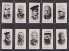 Cigarette cards, Taddy Admirals & Generals The War, 10 cards numbers 1, 2, 3, 5, 6, 10, 12, 13, 18 &