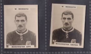 Cigarette cards, Godfrey Phillips, Footballers, 'K' size, 2 cards, both with 'Address: Photo'