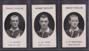 Cigarette cards, Taddy, Prominent Footballers (No Footnote), New Zealand, three cards, J.A.