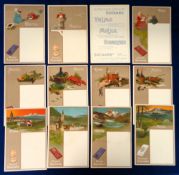 Trade cards, Suchard, Menu Cards, General Scenes IV, 185mm x 125mm (set, 12 cards) (all unused, gd/