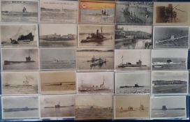 Postcards, Naval, a collection of 37 cards (includes 3 photographs) of submarines, with The Wreckage