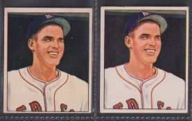 Trade cards, USA, Earl Johnson, Boston Red Sox, two cards, same image, both no 188 one issued by