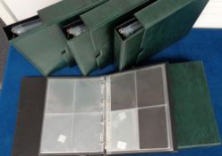 Postcard Accessories, 4 modern green albums with cases, all containing good clean sleeves (4/