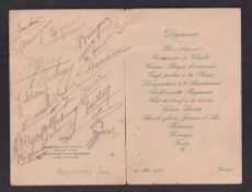 Rugby autographs, Premier Match de Rugby A Madrid, 20th May 1923, small format Rugby menu signed