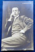 Autograph, Rachmaninoff, Russian Composer, a signed RP postcard of Sergei Vasilyevich