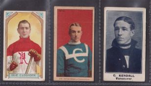 Cigarette cards, Canada, Anon (ITC, Canada), Hockey Series, three type cards, each with different