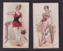 Cigarette cards, USA, Geo. F. Young, National Sports - Girls, 'X' size, two type card, Germany -