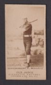 Cigarette card, USA, Goodwin's, Photographic Card, Baseball Subject, Schildknecht C., Milwaukee (Bat