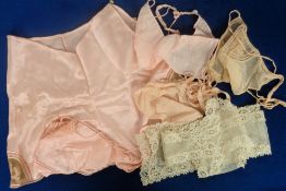 Vintage Clothing, Underwear, to comprise 1920s matching hand made brassier and French knickers in
