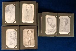 Postcards, 3 small albums of army caricatures drawn by H. Allen circa 1912, the originals of which