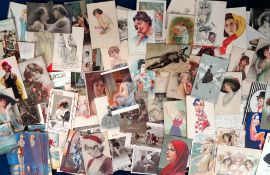 Postcards, Glamour and Romance, a collection of approx. 400 cards, mainly printed and artist drawn